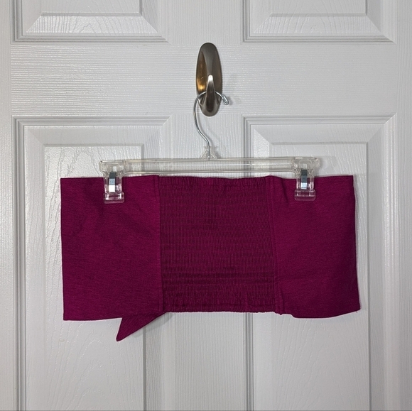 NWT Express Linen Tie-Front Smocked Bandeau Tube Top in Purple Sizes‎ M and L - Picture 3 of 7
